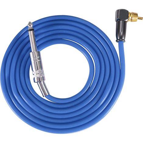 Connecteur RCA 90° pour machine à tatouer, câble silicone bleu, kit conversion d'alimentation (1/5)