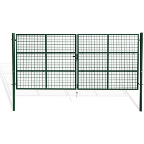 Puerta abatible de malla verde OLGA 4m Alt.180cm (1/5)