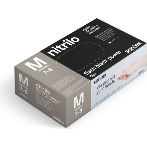 Santex Lot de 50 Gants Nitrile M Noir
