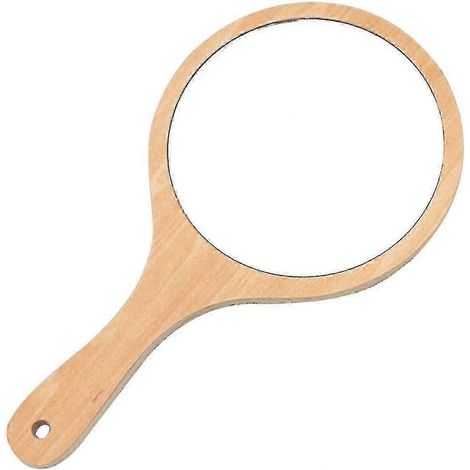 Miroir à main en bois avec manche en bois, 30,5 x 16,5 cm (1/4)