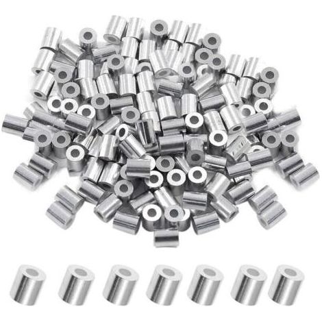 Lot de 200 manchons d'arrêt ronds pour câble en aluminium de diamètre M2,5 (2,5 mm). (1/4)