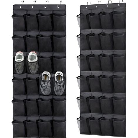 Sac de rangement pour chaussures noir suspendu, 56150cm, lot de 2, fixation murale, pour usage domestique.