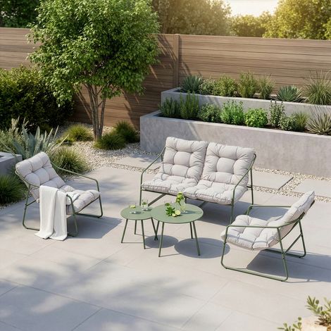 Gartenmöbelset Kivanta 5-tlg. Hellgrün [en.casa] (1/5)