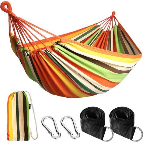 Hamac d'extérieur de Camping, en Plein air Portable en Toile, Léger avec Sangles respectueuses des Arbres, Sac de Transport, Parfait pour Le Jardin, Balcon, Patio, la Plage, Randonnée (1/5)