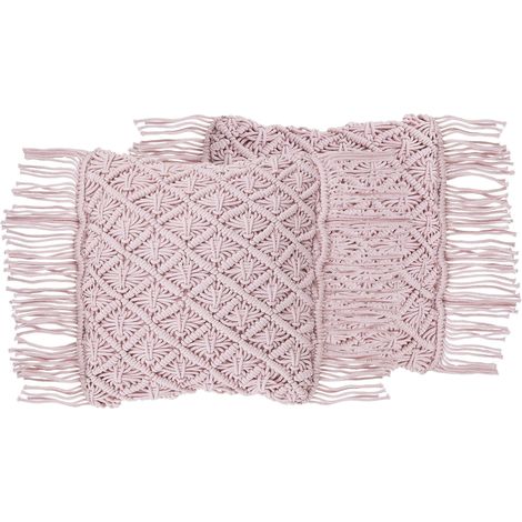 Set of 2 Decorative Cushions YANIKLAR Cotton 40 x 40 cm Pink Geometric Pattern