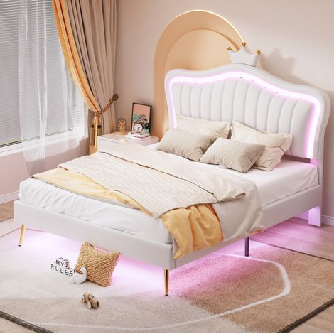 Letto per Bambino 140x200 cm con Struttura Imbottita e Illuminazione LED (1/5)