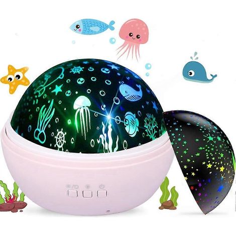 Filiyano – lampe rotative projecteur étoiles – Veilleuse projecteur, lampe rotative projecteur étoiles, lune et vagues océaniques, veilleuse de Noël (1/5)