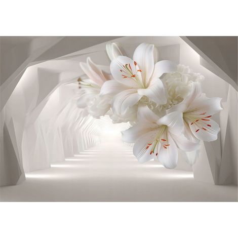Papier peint mural fleurs 3D lys intissé grand format design intérieur salon chambre pas cher 350x250 cm (1/5)