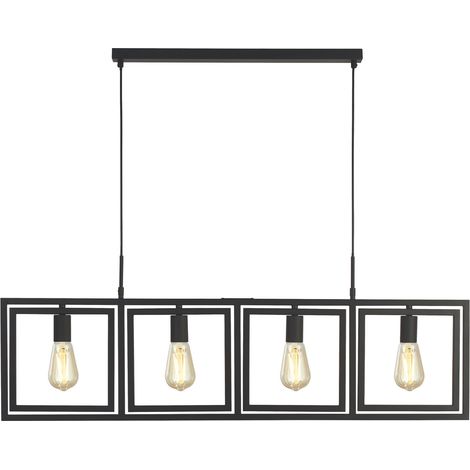 Lampadario Contemporaneo Plaza Acciaio Nero 4 Luci E27 (1/5)