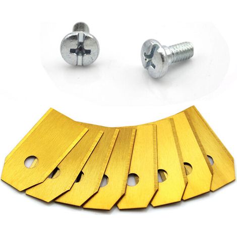 30 x Lames de Rechange en Titane pour tous les Tondeuses de Jardin Automower Husqvarna/Gardena/Yard Force/Automower, Robuste (3.1 g / 0.75 mm) avec Vis - Or (1/4)