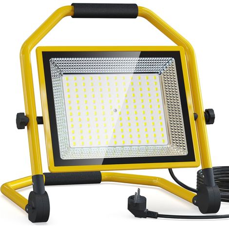 Projecteur de Chantier à LED 16500 Lumens, Câble 16FT, 6500k, étanche, Support Réglable Idéal pour les Ateliers Intérieurs et Extérieurs, les Garages et les Chantiers de Construction (150W) (1/5)