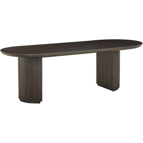 Table de salle à manger en chêne élégant - Bois foncé classique (1/4)