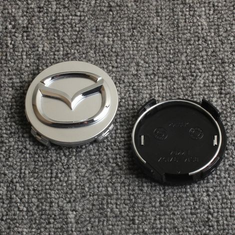 56-mm-Radnabenkappe, kompatibel mit Mazda 3, 5, 6, 8, CX-7, Atenza – ABS-Radnabenkappe, Radnabenabdeckung, Radnabenkappe, Felgenzubehör, 4er-Set – Silber (kurze Beine)