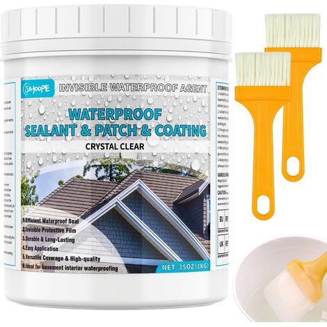 Revêtement Imperméable Transparent 1KG – Liquide Étanchéité Transparent Anti-Fuite, Mastic d’Étanchéité Invisible pour Intérieur et Extérieur, Résine Étanche pour Toiture, Mur, Tuyaux et Balcon (1/5)