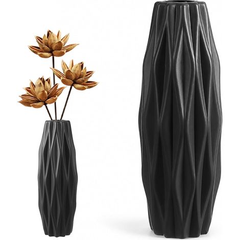 Vases en Plastique 2 Pièces Imitation Céramique Noir (1/5)