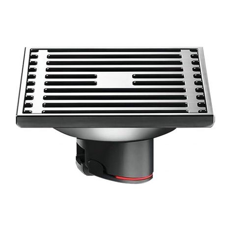 Tapa de desagüe cuadrada de acero inoxidable,Desagüe recto para suelo con sistema antiolor para ducha,100 mm,color negro,impermeable y duradera (1/5)