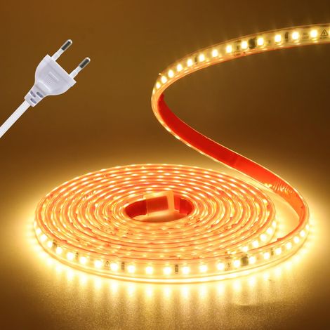 Bande lumineuse LED 220 V 2835 SMD 120 LED/m sans alimentation IP65 étanche 10 cm découpable bande LED autocollante pour chambre à coucher, cuisine, fête extérieure (1/5)