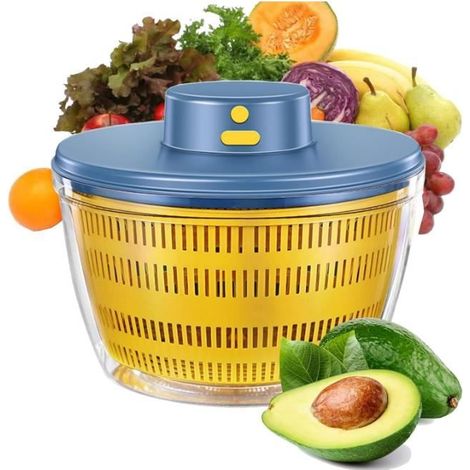 Essoreuse à Salade électrique,4000ML Grande Capacité Essoreuse à Salade Automatique,Déshydrateur pour Fruits et légumes avec Couverc (1/4)