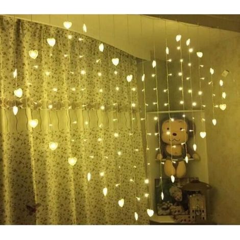 Guirlande lumineuse,Guirlande lumineuse en forme de cœur, 2m x 1.5m, prise ue-US, décoration pour noël, - Type blanc chaud-EU Plug