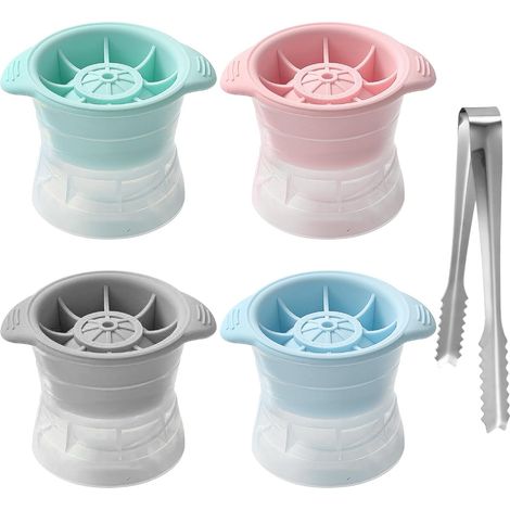 4x XXL Moules à Glaçons Ronds 6 cm  Bac à Glaçons pour des Boules de Glace Parfaites  Grand Moule à Glaçons pour Whisky, Cocktails  Ensemble de Glaçons Transparents
