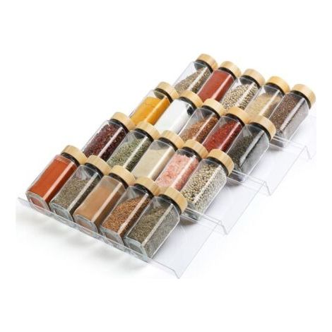 Organiseur de tiroir à épices à 4 niveaux, support d'assaisonnement en acrylique, insert de tiroir pour pots d'assaisonnement de cuisine (pots non inclus) (1/4)