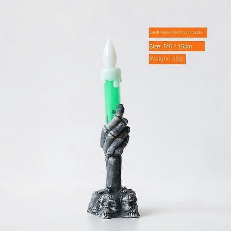 Bougies LED d'Halloween colorées, bougeoirs, décoration de table, squelette et fantôme, 1 pièce, petite, verte (1/5)