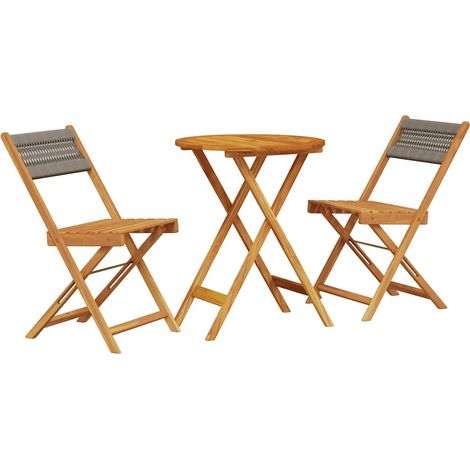 Set da Bistrot 3 pz Salotto da Giardino Grigio in Polipropilene e Legno Massello (1/5)