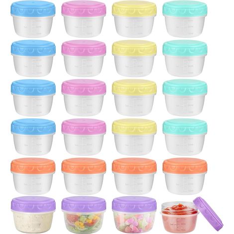 24 Petite Boite Plastique Petit Pot Conservation 80 ml avec Échelle Graduée (1/5)
