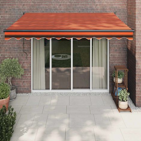 Auvent rétractable Store banne Marquise orange et marron 3,5x2,5m tissu et aluminium NDTN5622327 (1/5)