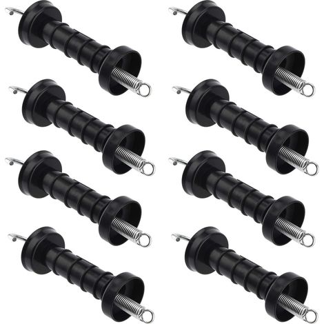 Lot de 8 poignées de clôture électriques isolantes de poignée de portail à ressort en métal pour élevage de bovins, chevaux, porcs et moutons (1/5)