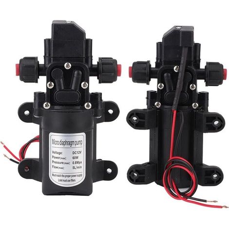 Pompe à Eau Haute Pression, DC 12V 5 L/Min Pompe à Eau Diaphragme Pompe de Pulvérisateur à Amorçage Automatique 116 PSI avec Pinces pour Bateau de Plaisance RV Camping Car-VSIAISV (1/3)