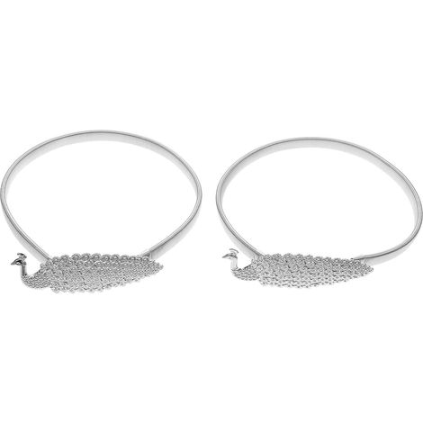 Lot de 2 Embrasses de Rideaux en Métal Argenté Ressort, Motif Paon Décoratif, Boucle Ajustable pour Décoration de Fenêtres, Accessoires Élégants pour Salon, Chambre Cuisine (1/5)