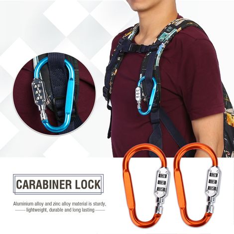 Cadenas à combinaison orange pour sac de voyage et bagages, mousqueton de sécurité (1/5)