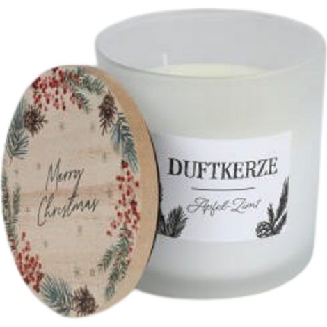 Duftkerze im Glas Apfel-Zimt Holzdeckel Raumdüfte Innendekoration Lichter Frische (1/2)