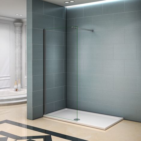 Paroi de douche 90x200cm avec barre de fixation la pince 360 degré 140cm paroi de douche à l'italienne AICA verre anticalcaire (1/5)