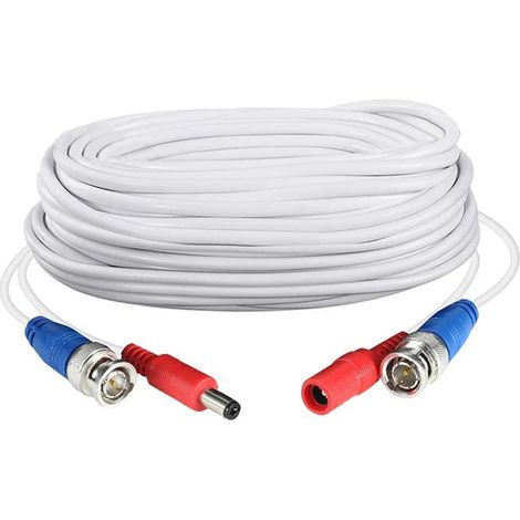 Cable de alimentación y vídeo 2 en 1 blanco de 18,3 m (60 pies) con conector BNC, extensión para cámaras de vigilancia domésticas y sistemas DVR. (1/5)