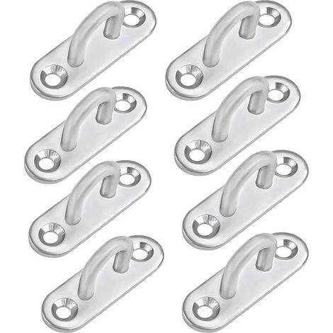 Plaque Oeillet Acier Inoxydable M5 (8 Pcs) - Oblong Crochet Métal Forme U Montage Mural et Plafond (45 x 15 mm) (1/5)