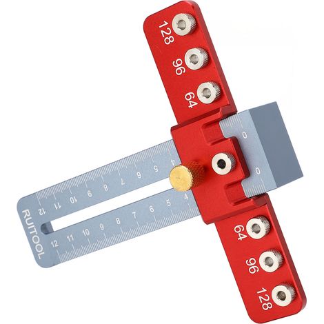 Gabarit de perçage précis et rapide pour poignées et boutons de portes et tiroirs, idéal pour le travail du bois. Petit outil compact et précis pour le perçage de ces poignées et boutons. (1/5)