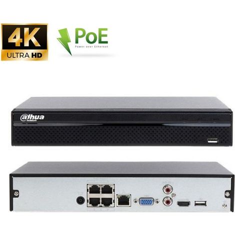 Dahua NVR 4 canali Ultra HD IA 12MP Onvif Poe 80Mpbs - NVR2104HS-P-I2 (4K) S