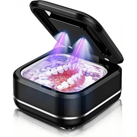 Limpiador ultrasónico para retenedores dentales, 2 modos de limpieza, 42 kHz / 24 W, capacidad 180 ml (Negro) (1/5)