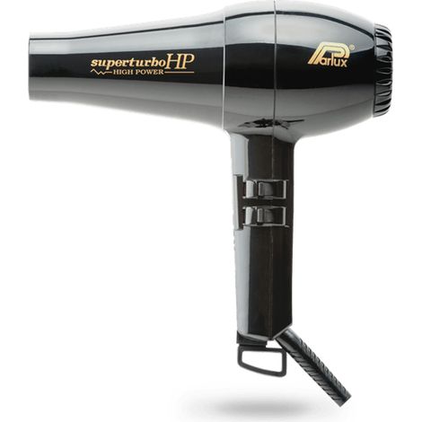 Parlux Superturbo HP - Profi-Haartrockner de, Leistung 2400W, 2 Geschwindigkeiten, 4 Temperaturen, K-Laminierungsmotor, Cable 3,3m, 2 Düsen, Schnelltrocken, Energiesparen, Glätten, Schwarz