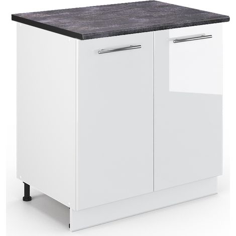 Spülenunterschrank Fame-Line, Weiß Hochglanz, 80 cm mit Regal, AP Anthrazit, Vicco