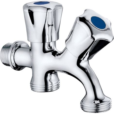 Robinet Lave-linge/vaisselle Double Sortie Chromée 1/2" X 3/4" X 3/4" - Verhal