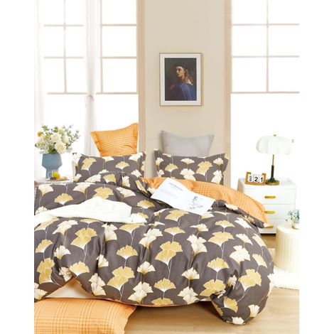 Parure de couette "Imprimé double face" percale de coton peigné 80 fils/cm²  pour lit 140 à 160