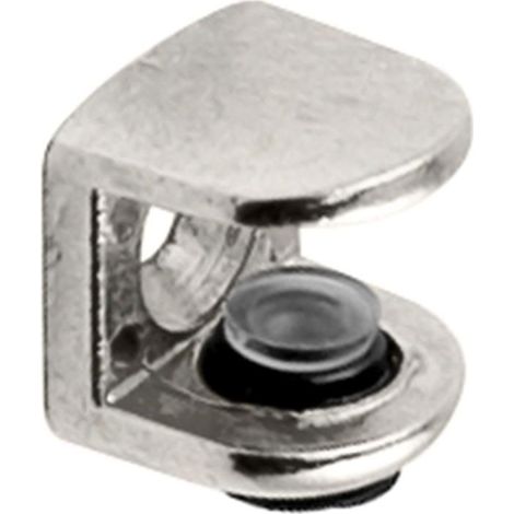 soporte estante para cristal filo. zamak. níquel. espesor 5 a 8 mm. montaje tirafondo. diámetro 5mm (1/2)