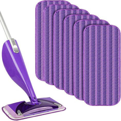 Reusable Wipes for Swiffer WetJet 6 Pack, Reusable Mop Pads, Microfiber Mop Pads for Cleaning and Scrubbing Dry or Wet Floors - Purple (1/5)
