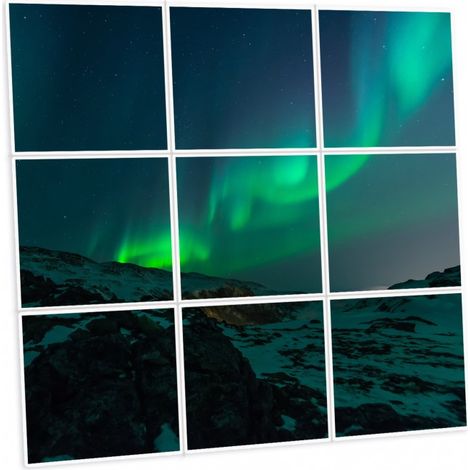 Pack de 9 dalles LED imprimées - Aurore Boréale - 600x600mm - Fabriqué en France (alimentation non fournie)