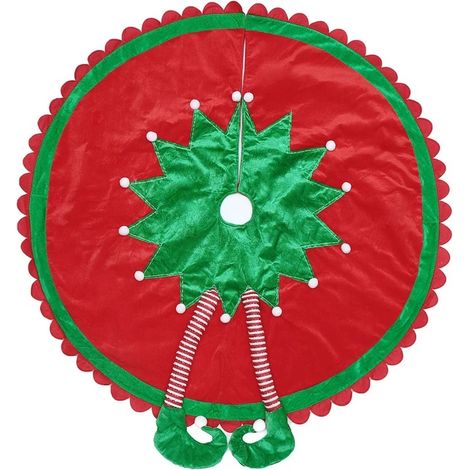Tapis de sapin de Noël de 122 cm avec pieds d'elfes - Décoration de Noël (1/5)