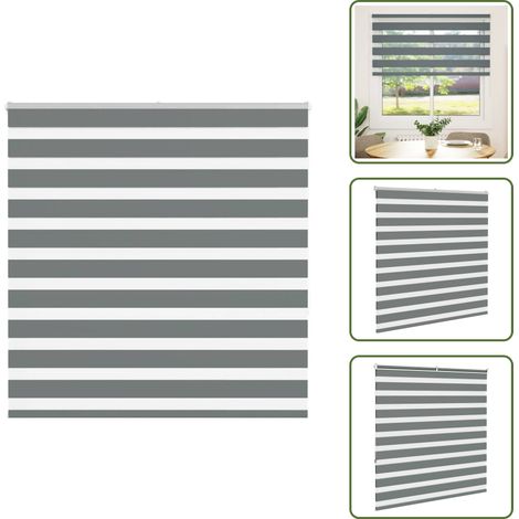 Zebrarollo Dunkelgrau 150x150 cm Stoffbreite 145,9 cm Polyester - Zebra-Jalousie - Zebra-Jalousien - Zebra-Rollo - Doppelrollo (1/5)