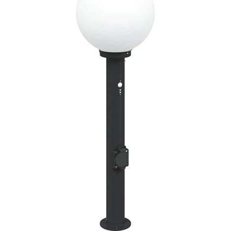 Baliza luminosa con sensor y toma de corriente, 80 cm, color negro, IP44 vidaXL